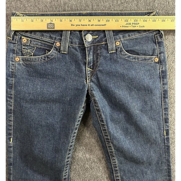 VTG True Religion Jeans Joey Big T Women’s Flared Legs Denim Blue Sz 29 USA Rare - Picture 8 of 14